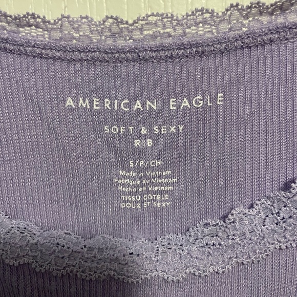 3 for $10 | Purple American Eagle Laced-trimmed Strap Rib Tank Top - Picture 5 of 5